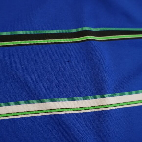 DAMAGED‎ Bolle Golf Tech Blue Green Striped Large Polo Shirt Short Sleeve - Picture 9 of 9